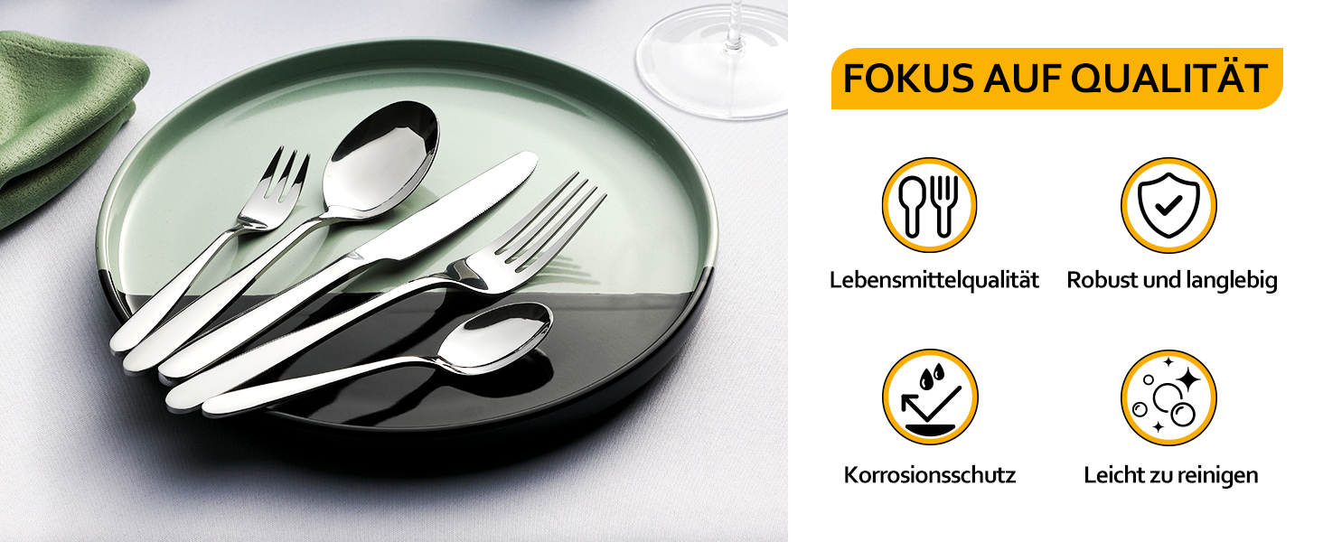 Набір столових приборів Velaze на 12 осіб (60 предметів) з нержавіючої сталі, столовий набір з 12 ножів, виделок, десертних виделок, ложок та чайних ложок, полірований, придатний для миття в посудомийній машині