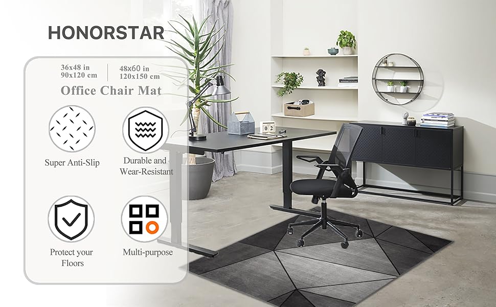 Килимок для захисту підлоги під стілець 90x120 см. Килимок під офісний/ігровий стілець, захист для твердих підлог, антиковзаюча підстилка для стільця.