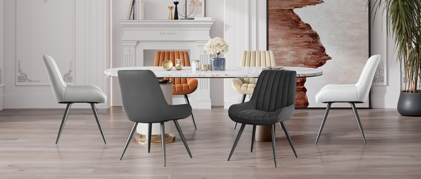 Набір обідніх стільців 2 шт. | М'які стільці з подушкою сидіння 10 см • Чорний стілець для обідньої зони • Стільці для кухні з підлокітниками • Сучасні крісла • Металеві ніжки • FU01043BL-2, Чорний