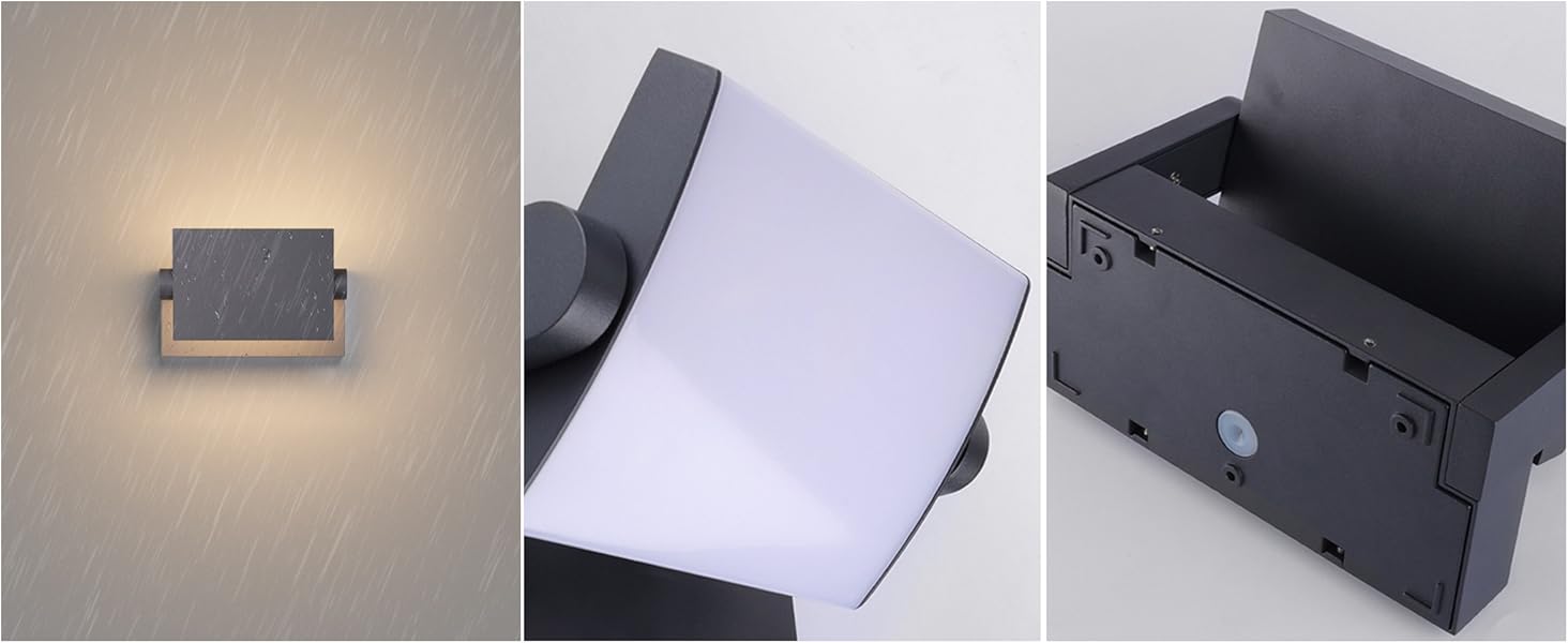 Стіна LED-світильник Klighten 24W антрацит, тепле біле світло 3000K, водонепроникний IP65, поворотний, алюміній, 1500 Лм для вулиці та приміщень