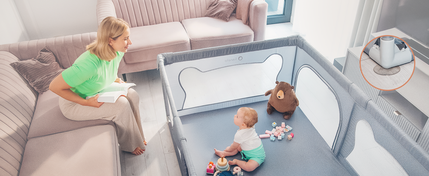 Дитячий манеж Lionelo Willow сірого кольору 120x180x68 см з сіткою, для дітей 0-48 місяців