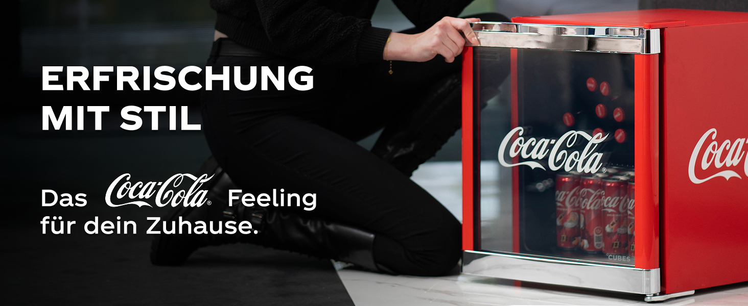 Міні-холодильник для напоїв °CUBES Original Red (48л) зі скляноюю дверцятою, енергоефективний та безшумний, для офісу, геймінгу та вечірок