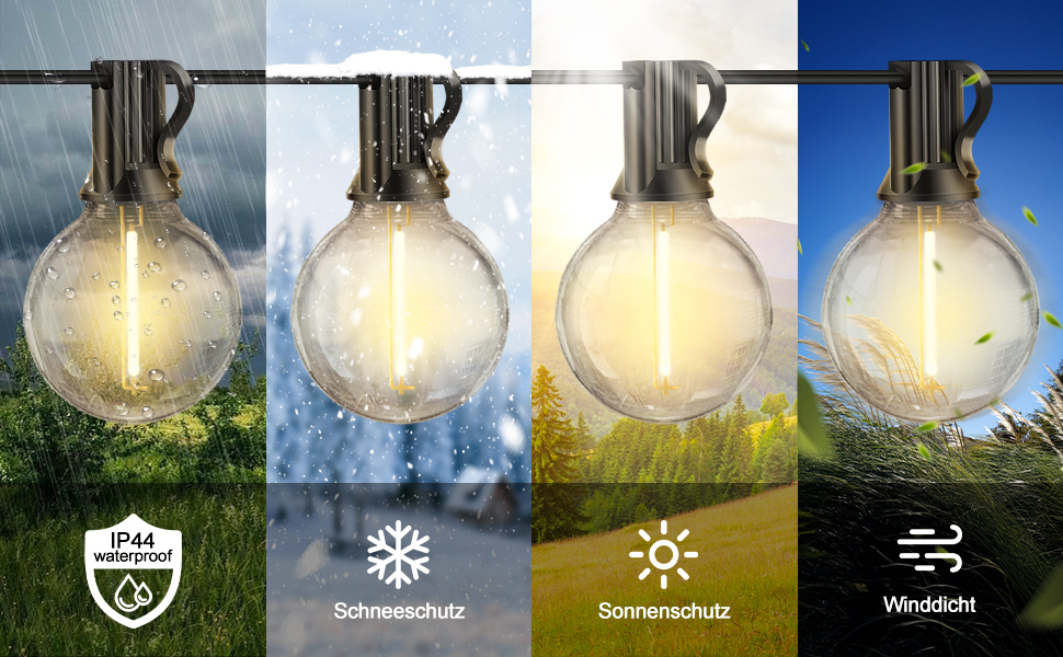 Гірлянда LED вулична 45м, 150 LED, G40, для саду, балкону, тераси, з пультом ДУ, IP44, вологостійка