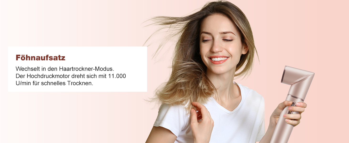 Стайлер для волосся 7 в 1 Airstyler: фен з дифузором та автоматична плойка для завивки, рожевий
