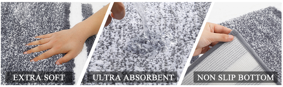 Килимок для ванної кімнати Pauwer з мікрофібри, 60 x 120 см, м'який, швидковисихаючий, антиковзний, для дому, сірий