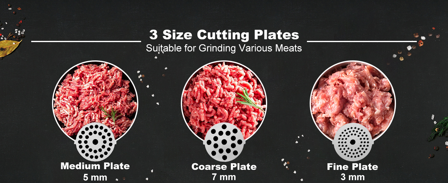 Електрична м'ясорубка COOCHEER 2000W з нержавіючої сталі 3-в-1, з набором для ковбас та кіббе