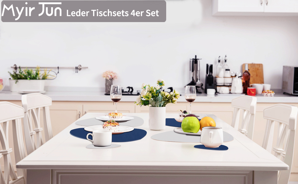 Набір серветок Myir JUN з екошкіри (6 шт., сіро-блакитний)