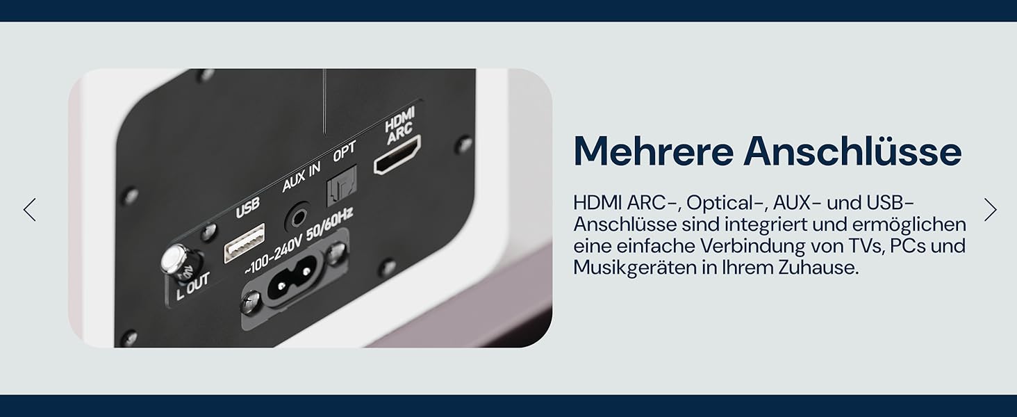 Акустична система Oakcastle BK100 Bluetooth 5.4, 60W 2.0 Hi-Fi поличні колонки для телевізора (HDMI ARC) та ПК, білі, з пультом