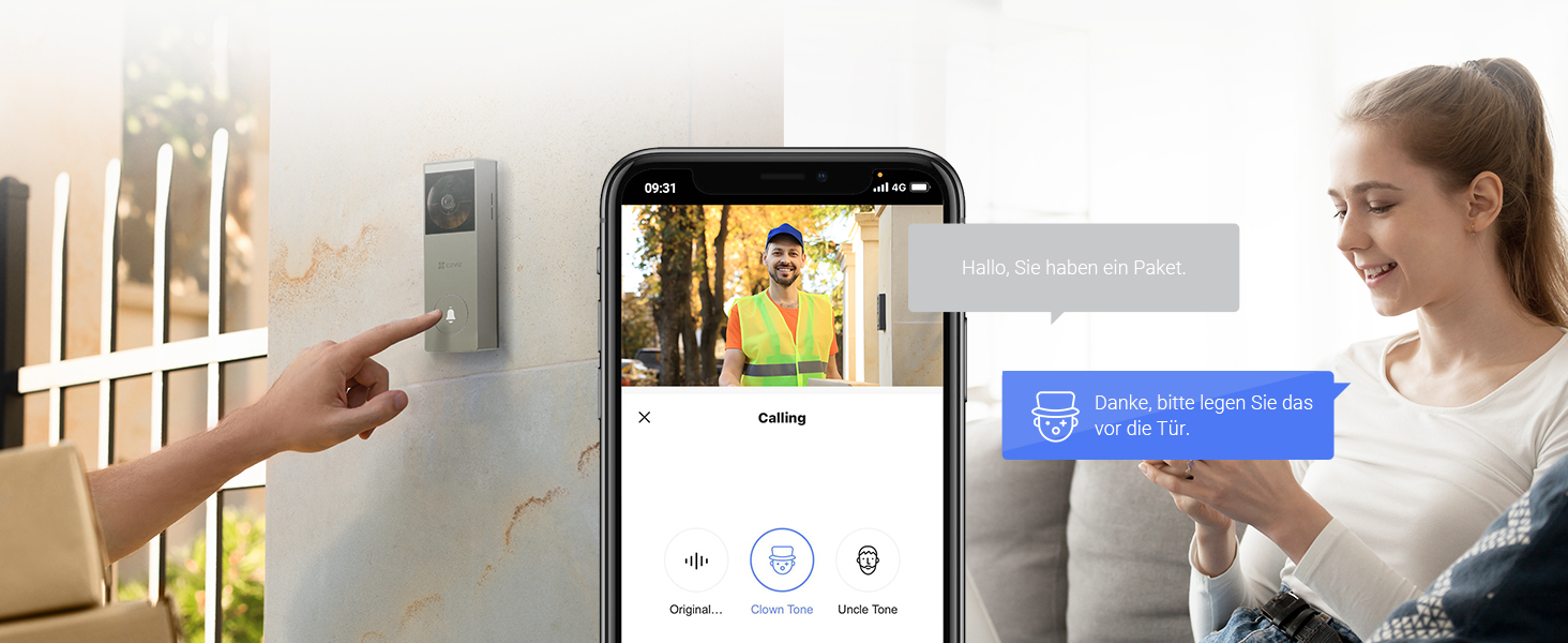 Відеодзвінок EZVIZ CP3 Pro з акумулятором та дзвінком CH1, бездротовий, з камерою, розпізнавання осіб, 2K, кольорова нічна зйомка, двостороння зв'язок, 8GB eMMC, комплект