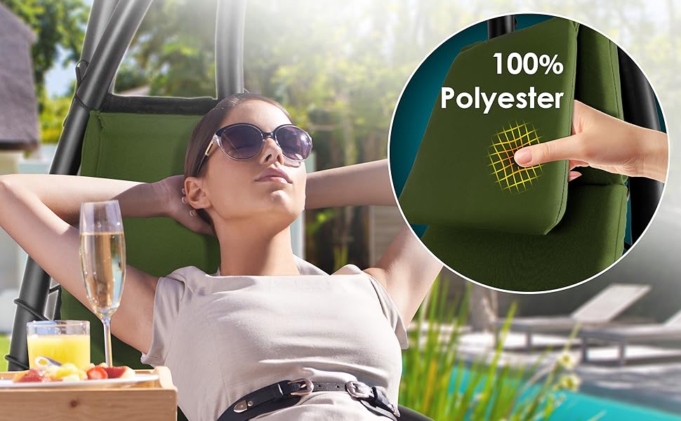 Кесер® Розкішна гамак-шезлонг з сонцезахисним козирком, 194x100 см, до 120 кг, з подушкою для шиї та сумкою (Хакі)