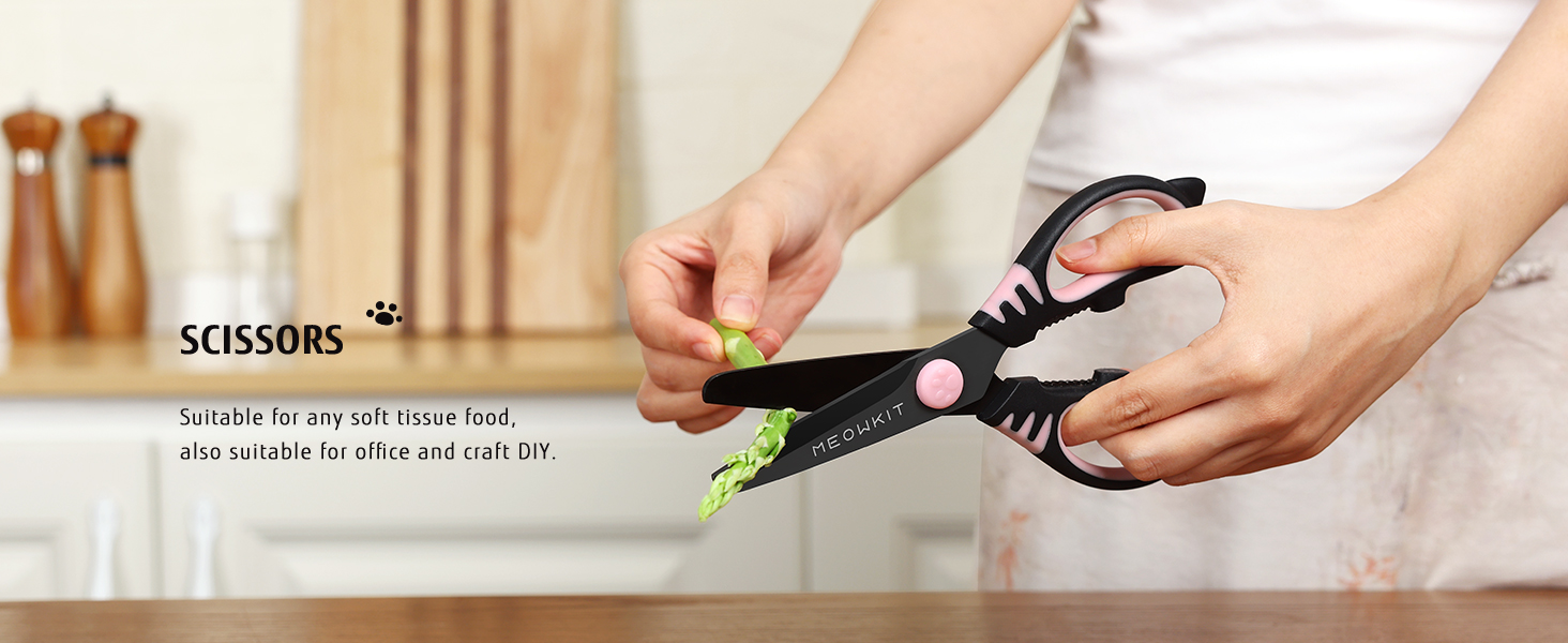 Набір кухонних ножів MeowKit 5 предметів з нержавіючої сталі, милий набір ножів з знімним блоком та ножицями, котяча форма, чорний, рожевий, рожевий