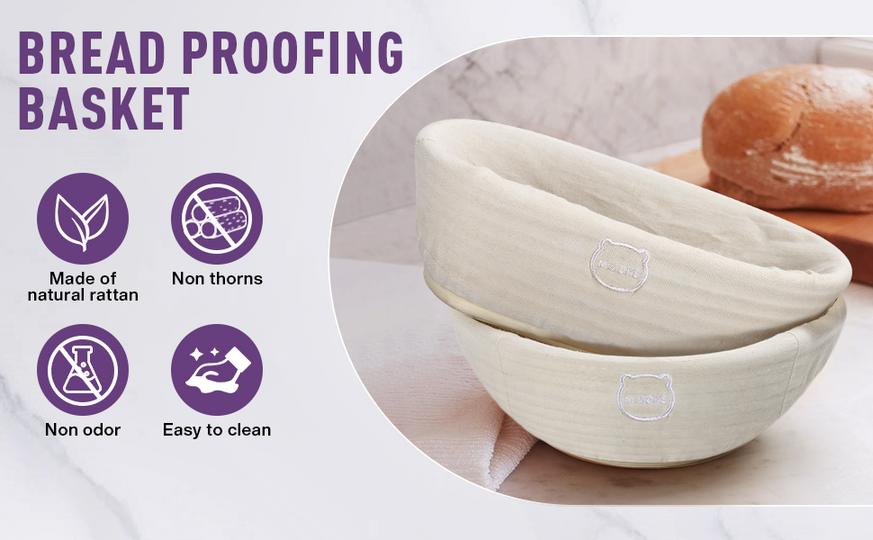 Набір для випікання кислотного хліба MIAOKE: корзини для бродіння, скребок для тіста, ніж для хліба, пензлик, підкладки та інше