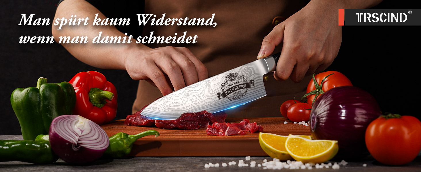 Набір кухонних ножів TRSCIND: подарунок на Різдво та День батька. Професійний кухонний ніж шеф-кухаря з нержавіючої сталі.
