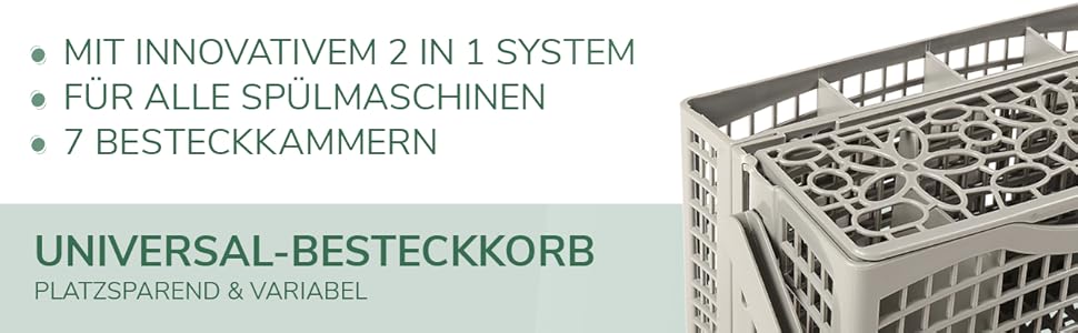 Кошик для столових приборів Nestor & Gamble сірий I Преміум 2 в 1 кошик для посуду для всіх посудомийних машин Безкоштовна електронна книга I Термостійкий кошик для столових приборів з ручкою та додатковою міцною нижньою решіткою I запасний ящик для столових приборів