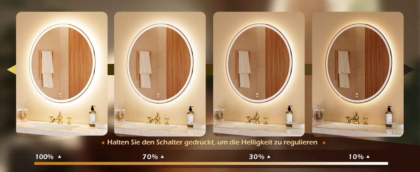 LED дзеркало для ванної кімнати KWW 80 см з регулюванням кольору, протитуманне, диммер, сенсорне керування