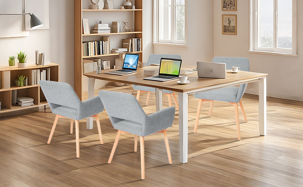 Набір з 2-х м'яких крісел для їдальні CangLong, сірого кольору, з масивними дерев'яними ніжками, для кухні, їдальні та вітальні