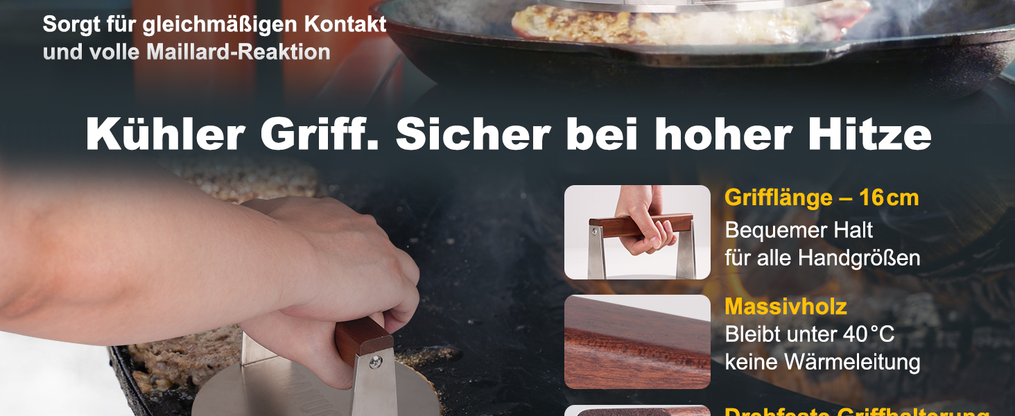 Пресс для смаження бургера з нержавіючої сталі, 17 см, 1000 г, Burger Smasher, Fleischbeschwerer для стейків