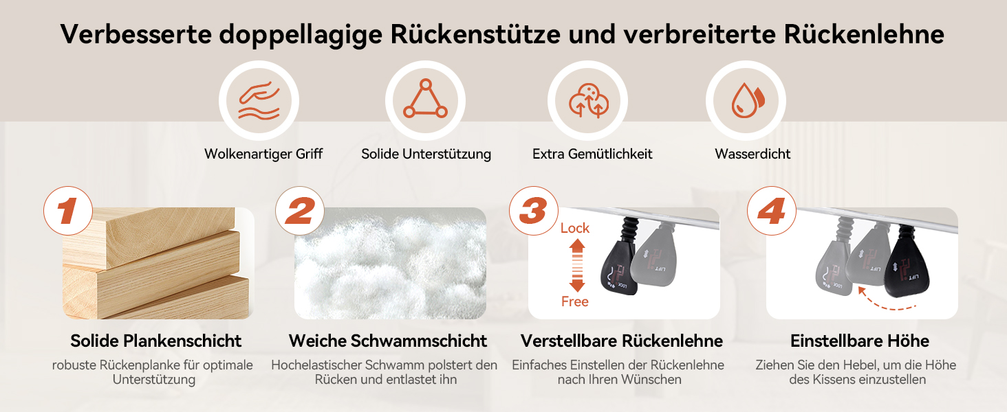 Офісний крісло EMIAH з підставкою для ніг, комфортний крісло для роботи з підлокітниками, ергономічний крісло для начальника з PU шкіри та роликами, ігровий комп'ютерний стілець з потовщеним сидінням, без функції масажу (Бежевий)