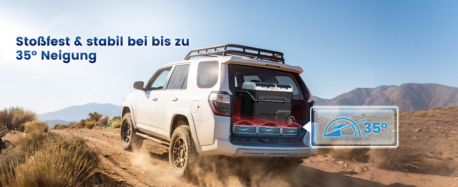 Компресорний автомобільний холодильник з Bluetooth, 60л: 2 зони охолодження (-20°C до +20°C), 12/24/230V, колеса, перегородка, тихий (45 дБ) для авто, кемпінгу, каравану