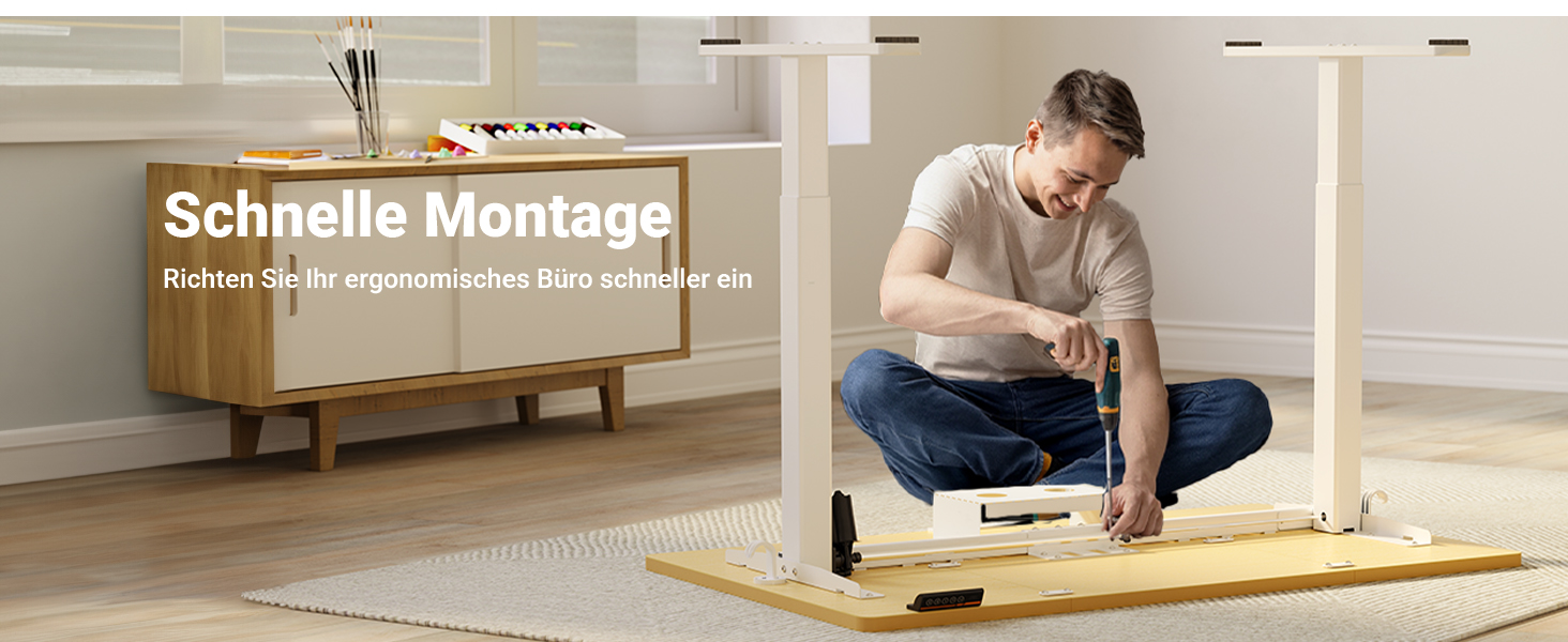 Регульований стіл Claiks з підняттям, 80 кг, 3 пам'ять, для дому/офісу, білий (180 x 80 см, бежевий)