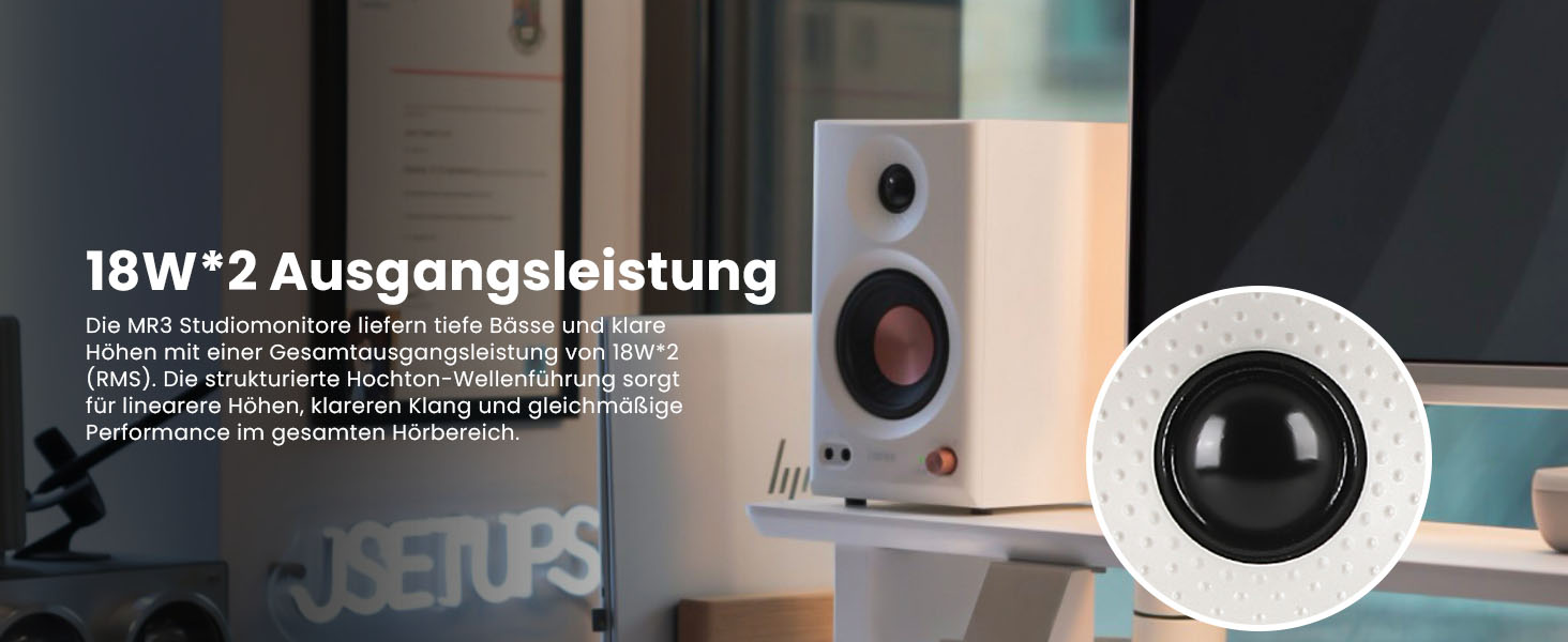 Edifier MR3 - Компактні студійні колонки 2.0, Hi-Res Audio, Bluetooth 5.4, RCA, AUX, керування через додаток, 2 x 18W, Чорний