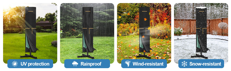 Захисний чохол для двостороннього парасоля VANSHEIM до Ø 400 см. Водонепроникний, захист від УФ, для парасолів-маркіз. Розмір 460x270 см.