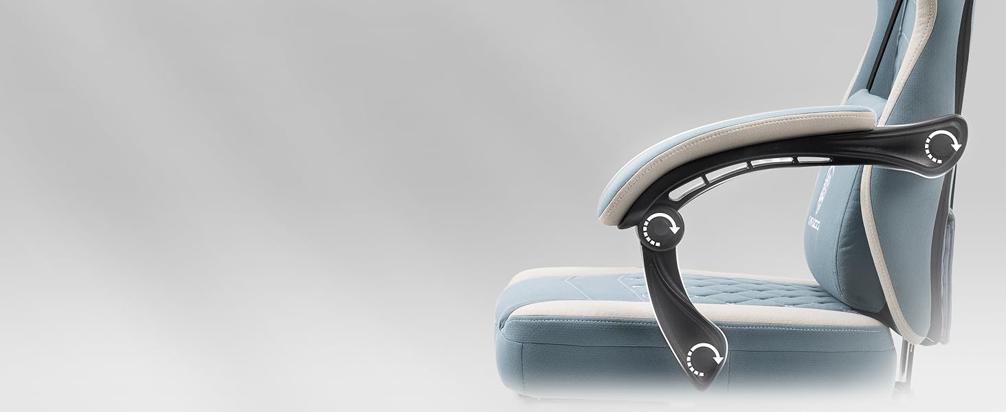 Ігровий крісло Dowinx з тканинною оббивкою, гелевою подушкою та пружинним блоком, ергономічний офісний крісло з підніжкою, крісло-масажер для геймерів, для дорослих (Блакитний)