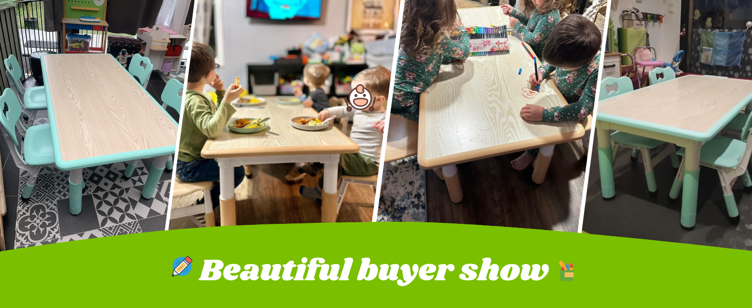 Дитячий стіл MAMIZO з 4 стільцями, регульована висота, набір для дитячої кімнати/садка, пластикові меблі, сірий, 60 x 120 см