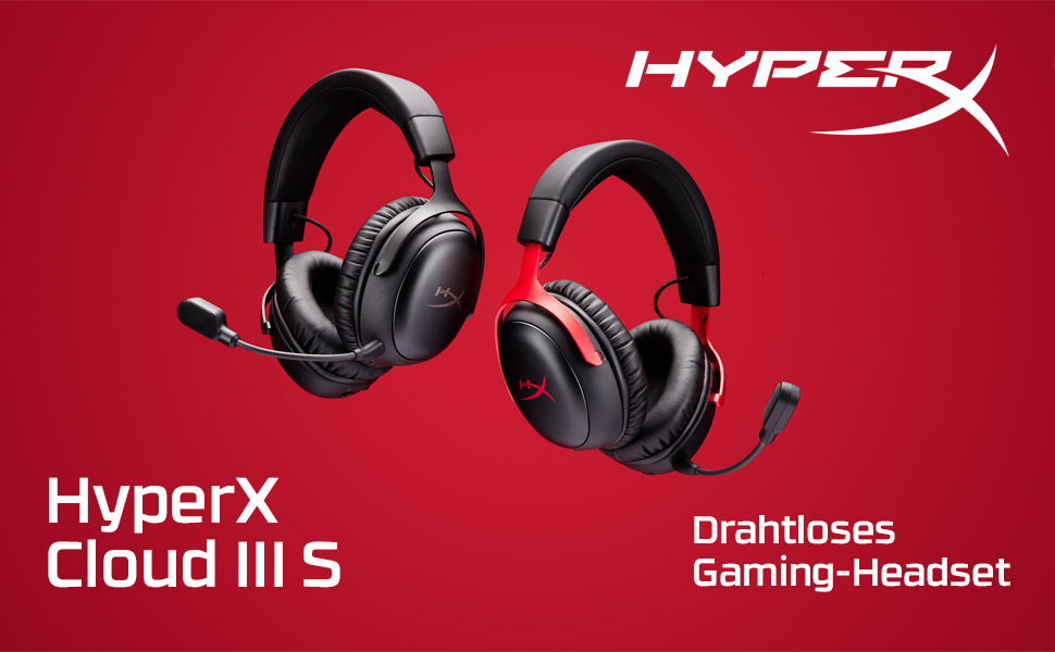 Ігрова гарнітура HyperX Cloud III: 53-мм драйвери, Memory Foam, DTS, мікрофон з шумозаглушенням, USB-C/USB-A/3,5mm, для PC, PS5, PS4, Xbox, Switch, Mac (Cloud III S 2025 Edition, чорний/червоний)