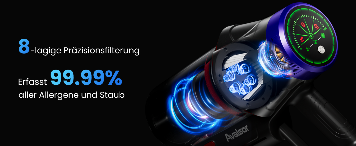 Бездротовий акумуляторний пилосос 48000Pa/580W/65Min, об'єм 1,8L, з функцією від'єднання пилу, антизаплутана щітка, 8-ступенева фільтрація. Підходить для килимів, шерсті тварин та твердих поверхонь. Колір: блакитний