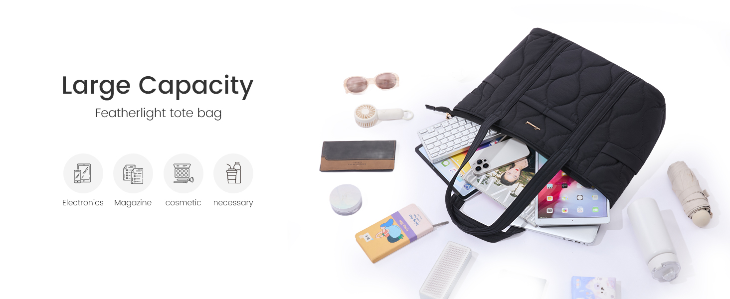 Сумка для ноутбука LOVEVOOK 15.6 дюймів, жіноча сумка-шоппер, велика містка сумка-тоут для роботи, навчання, подорожей, чорна