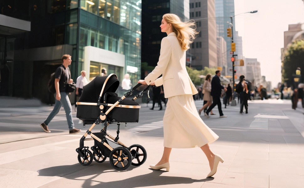 Дитяча коляска 3 в 1 з шасію-книгою та подвійною амортизацією, механізм складання одним кліком для новонароджених та малюків (Сірий)