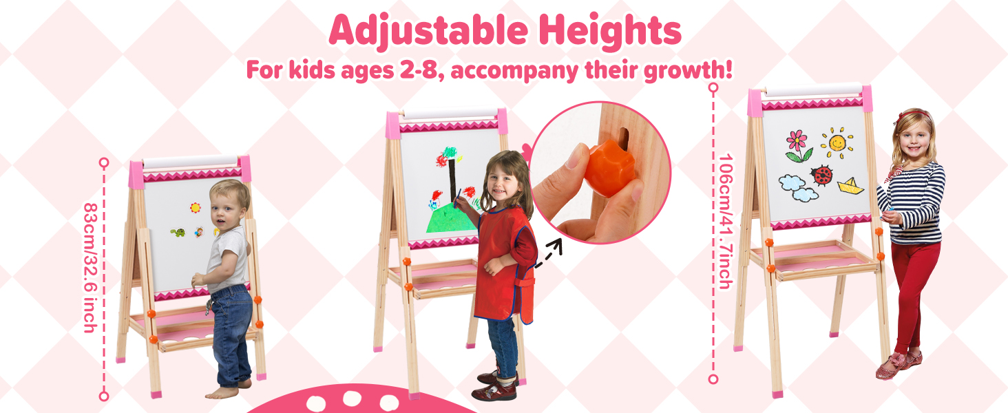 Дитяча мольберт Kinder Staffelei з рулоном паперу, двосторонній, складний, регульована висота, 92 аксесуари, подарунок для дітей