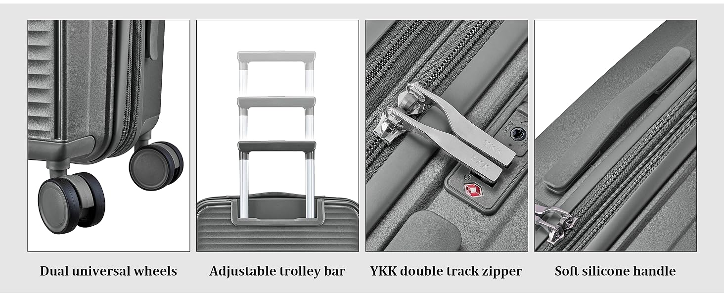 Набір валіз Joyway 4 шт. з жорстким корпусом та TSA-замком, розширюваний, сірий колір