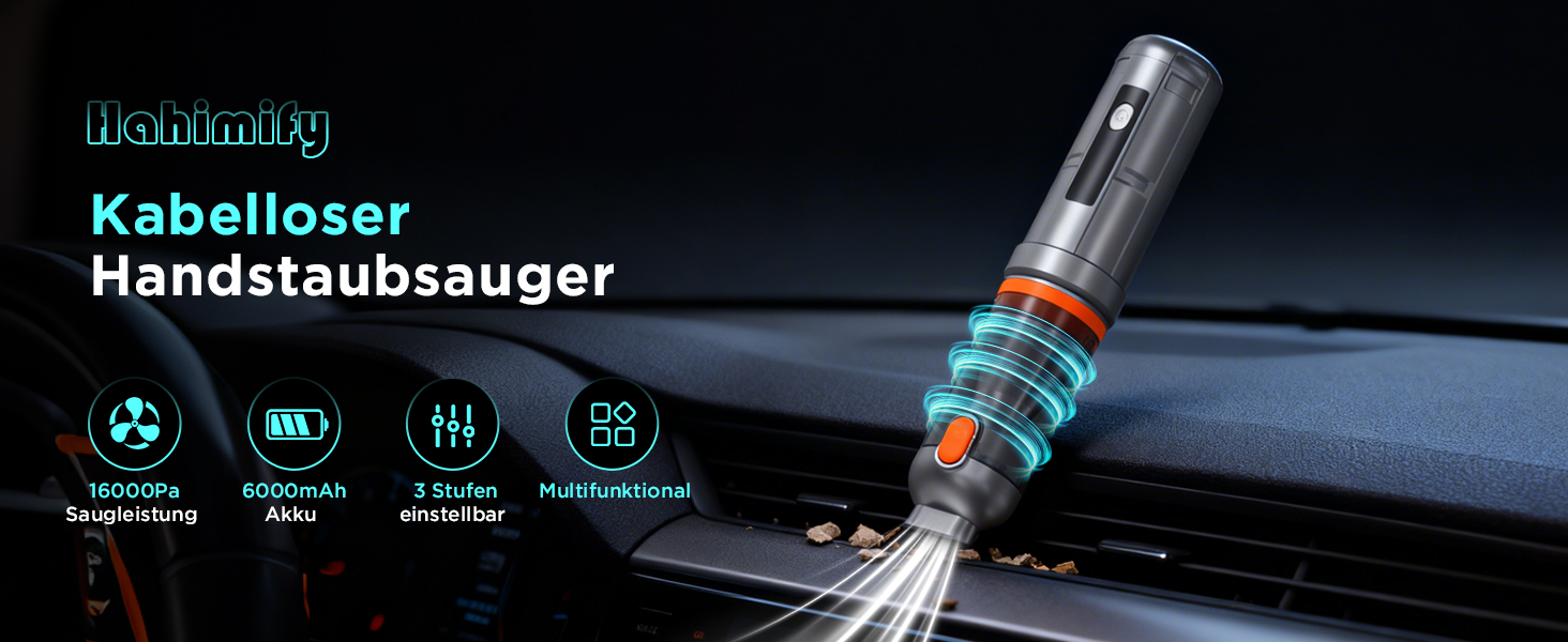 Акумуляторний ручний автомобільний пилосос 16000Па, безщітковий мотор, 4-в-1, швидка зарядка для авто, дому, офісу та тварин