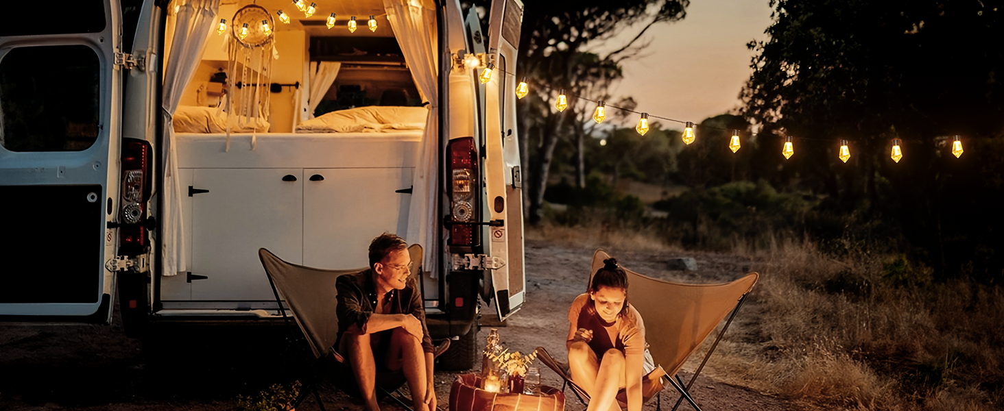 Ланцюжок прикрас для саду на батарейках G30, 9м, 20 LED, тепле світло, з пультом, таймером, димеруванням, IP64, для саду, Різдва, балкону, бістро