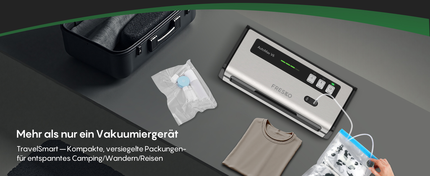 Вакууматор FRESKO Automatik для продуктів з турбо-режимом (15л/хв), автоматичний вакуумний пакувальник, 2 рулони в комплекті