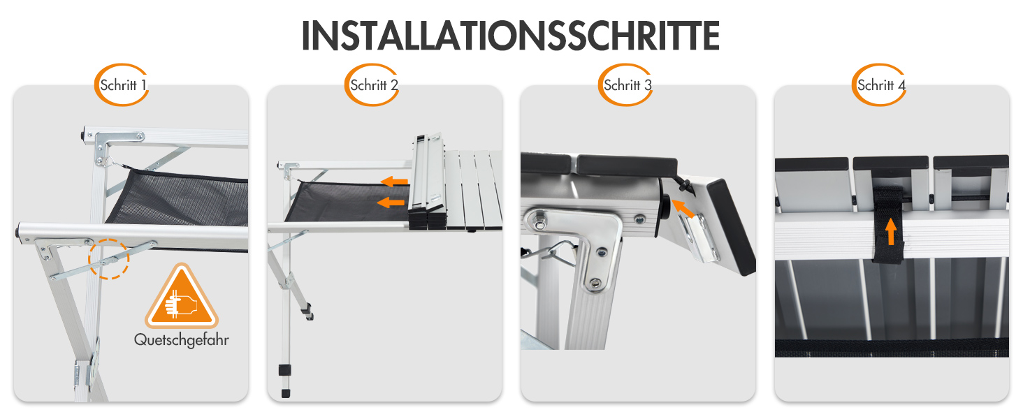 Складаний кемпінговий стіл PORTAL з регулюванням висоти, алюмінієвий, 108 x 71 см, легкий стіл для пікніка, саду та подорожей (Сріблястий)