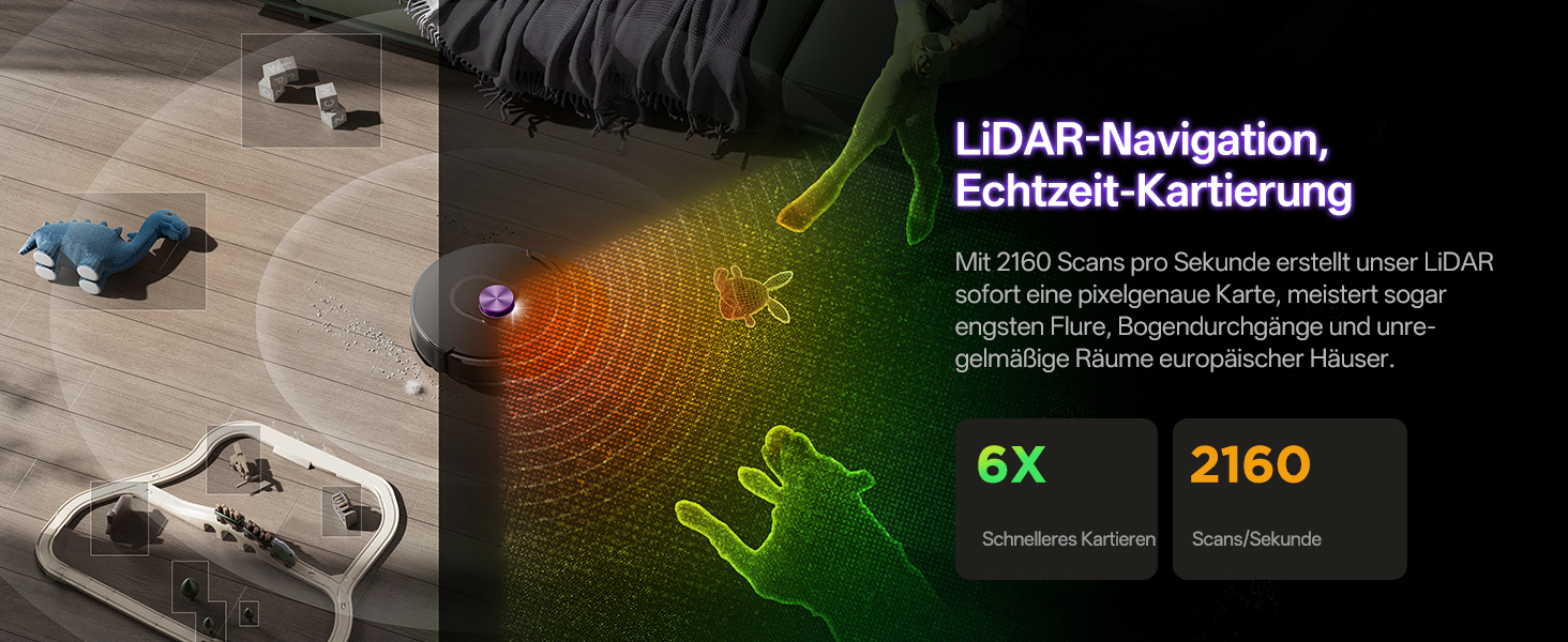 Робот-пилосос Vexilar W15 з функцією миття підлоги, бездротовий, 10000Pa, LiDAR-навігація, 180 хвилин роботи, керування через додаток та голосовий помічник