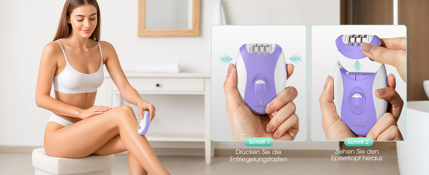 Електричний епілятор для жінок HR110 з LED-підсвіткою, 21 пінцетом та 2 швидкостями, акумуляторний пристрій для видалення волосся на ногах та руках (Фіолетовий)