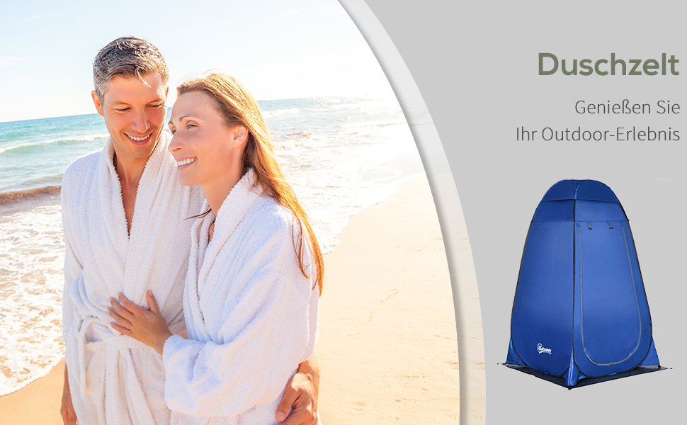 Намет для душу/туалету Outsunny для кемпінгу, 126x124x189 см, блакитно-срібний