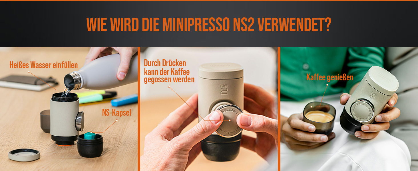 WACACO Minipresso NS2 - портативна кавомашина для Nespresso капсул, ручна, бежевий колір