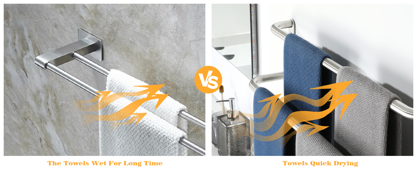 Тримач для рушників подвійний з нержавіючої сталі 304, 80 см, для ванної кімнати та кухні