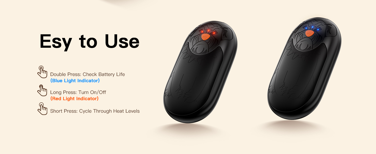 Електричні грілки для рук 2 шт. | Перезаряджаються, 3 режими нагріву, 6000mAh | Для жінок та чоловіків, кемпінг, полювання, гольф