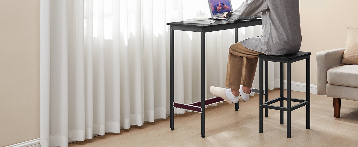 Барний стіл VASAGLE LBT010B56, 40 x 100 x 90 см, чорний, промисловий дизайн