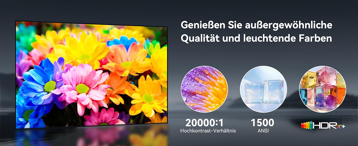 Проектор Beamer 4K з підтримкою 1500 ANSI, 1080P FHD, Smart, автоматичною корекцією трапеції, електричним фокусом, WiFi 6, Bluetooth для домашнього кінотеатру та на відкритому повітрі (сталево-сірий)