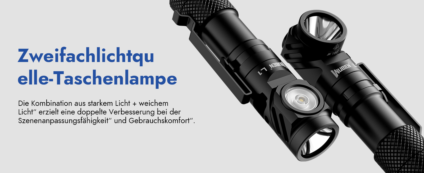 Тактичний ліхтарик WUBEN L1 LED: 2000 люмен, 6 режимів світла, водонепроникний IP68, акумуляторний, з кобурою, чорний (P9)