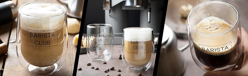 Склянки для кави Moritz & Moritz Barista 2x300 мл з подвійними стінками можна мити в посудомийній машині