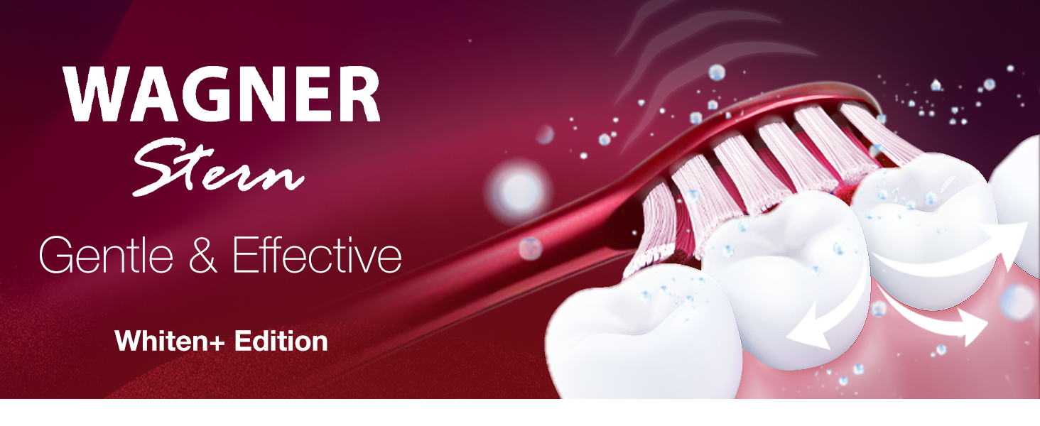 Електрична зубна щітка Wagner Stern WHITEN+ Edition з датчиком тиску, 5 режимів чищення та 3 рівні інтенсивності, 8 насадок, преміум-чохол, зелений (червоний)