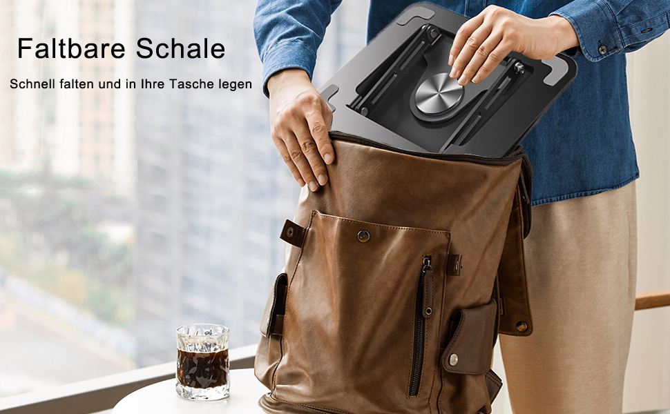 Підставка для ноутбука з регулюванням висоти та поворотним підставою 360°, ергономічна, вентильована, чорна (10-17 дюймів)